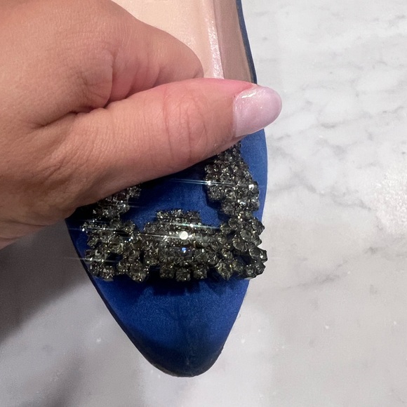 Manolo Hangisi 70MM Embellished Satin Pumps - Blue 38.5 - Picture 5 of 5